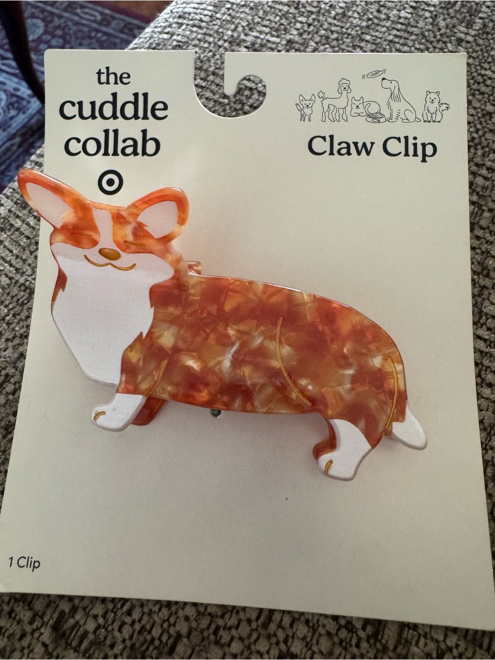 The Cuddle Collab for Target Corgi Claw Clip - Orange Pearl Acrylic